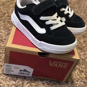 Vans Kids Black and White Velcro Sneakers